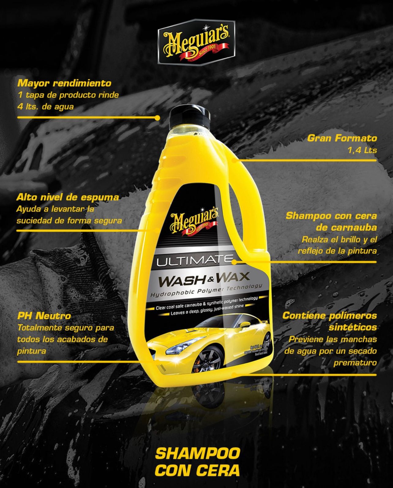 Shampoo Para Autos Meguiars Ultimate Wash & Wax 1.4Litro - Imagen 2